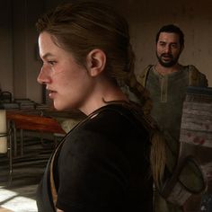 the last of us's characters are looking at each other in this screenshot