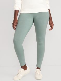 The leggings you love just got better! Now with a heavier-knit fabric and a thicker, more supportive waistband.  Elasticized high-rise waistband.  Soft-washed cotton jersey, with comfortable stretch.  Tag-free label inside back waist for added comfor Casual Yoga Pants With 5-inch Inseam, Versatile Pull-on Leggings For Fall, Green Casual Leggings For Fall, Casual Green Leggings For Fall, Comfortable Stretch Leggings For Fall, Casual Tight Bottoms, Comfort Stretch Solid Tights With Elastic Waistband, Casual Stretch Yoga Pants With Pull-on Style, Casual Yoga Pants With Elastic Waistband