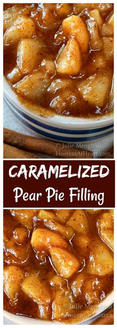 caramelized pear pie filling in a bowl