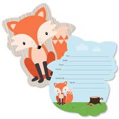 a fox and her cub fill in the blanks for an animal themed birthday party