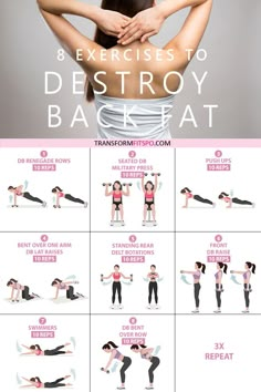 #beforeandafter #backfat #womensworkouts #femalefitness #getridofbackfat #loseweighthealthily #homeexercises #beforeandafter If you want to get rid of your lower back fat then you have to check out these 8 exercises for women. Maybe you want to me a skinny Mom ? ;) You'll also eliminate that muffin top and love handles. It will even help you get tight hips and a flat stomach! You can do this routine as a home exercise or at the gym. Don't forget to repin this to help others like yourself! Back Workout Routine, Lose Back Fat, Motivasi Diet, Back Fat Workout, 20 Minute Workout, Planet Fitness, Trening Fitness, Back Fat, Body Workout Plan