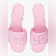 New Without Box Size: 8 Color: Petunia Tonal Logo Hardware Adds Signature Appeal To The Upper Of A Minimalist Slide Sandal That Will Complement Your Poised Style. Leather Upper, Lining And Sole Imported Pink Tory Burch Sandals, Tory Burch Sandals, Petunias, Tory Burch Shoes, Slide Sandals, Women's Shoes Sandals, Tory Burch, Light Pink, Shoes Sandals