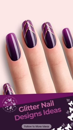 Purple Nail Art Designs, New Year Nails, Elegant Touch Nails, Plum Nails, Fancy Nail Art, Summer Nail Ideas, Purple Nail Art, Purple Acrylic Nails, Fingernail Designs