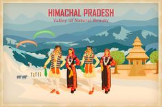 Himachal Culture, Incredible India Posters, India Illustration, Collage Photo Frame Design, Autumn Leaves Wallpaper, Indian Traditional Paintings, India Poster, Indian Illustration, How To Make Logo