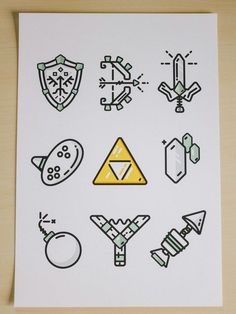 an image of various symbols on a piece of paper that looks like it has been drawn