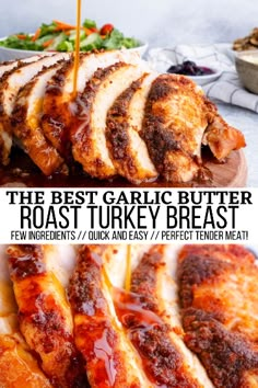 the best garlic butter roast turkey breast recipe is easy to make and delicious for dinner tonight