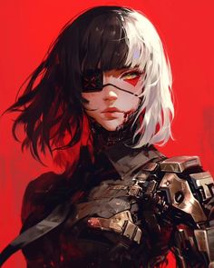 Japanese Art Samurai, Bleach Characters, Arte Cyberpunk, Red Team, Lost Girl, Robots Concept, Cyberpunk Art, Monster Girl