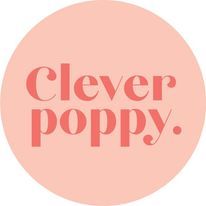 a pink circle with the words clever poppy on it