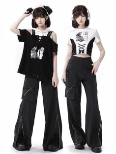 Featuring front zipper and button closure, slant pockets, elastic waistband at the back, and zippered cuffs.   	 		 			Size 			S 			M 			L 		 		 			Full Length 			100 			102 			104 		 		 			Hips 			96 			100 			104 		 		 			Waist 			62 			66 			70 Alternative Streetwear Bottoms With Zip Fly, Punk Style Streetwear Bottoms With Zipper Closure, Punk Style Zipper Bottoms For Streetwear, Punk Bottoms With Zipper For Streetwear, Punk Style Streetwear Pants With Zip Fly, Punk Streetwear Pants With Zip Fly, Alternative Style Streetwear Pants With Zipper Closure, Punk Streetwear Pants With Zipper Closure, Spring Punk Style Straight Leg Pants