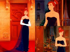 an animated image of two women in evening gowns, one wearing a tiara