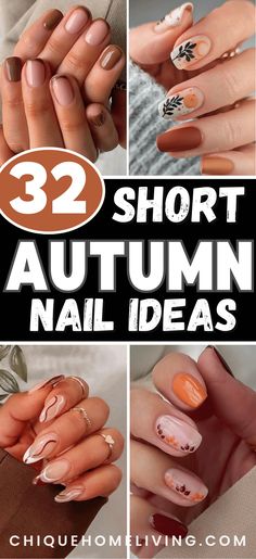 Ready to elevate your fall manicure? 🍁 Discover 32 elegant short fall nail ideas you'll love! From warm autumnal tones to sophisticated designs, these chic nail art inspirations are perfect for shorter nails. Whether you prefer subtle accents or bold patterns, these ideas will help you achieve a stylish and polished look that embraces the season. Explore these beautiful fall nail designs now! #FallNails #NailArt #ShortNails #AutumnBeauty #ElegantNails Beginning Of October Nails, Short Nails For Fall Autumn, Fall Nails Ideas Autumn Designs, Fall Nails Ideas Autumn Leaves, Cute Fall Gel Nail Designs, Fall Vibe Nail Designs, Cute Nail Ideas For Fall Simple, Fall Nail Patterns, October Short Nail Ideas