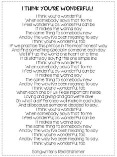 a poem that says i think you're wonderful