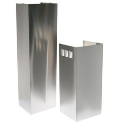 two tall silver metal boxes sitting next to each other on top of a white surface