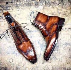 Upper Genuine leather Lining soft leather  Sole genuine leather  Heel genuine leather  Manufacturing time 7 to 10 days  All Handcrafted For any customization send us message Office Boots, Formal Boots, Tan Brogues, Wingtip Boots, Handmade Leather Boots, Tan Leather Boots, Custom Design Shoes, Ankle Boots Men, High Ankle Boots