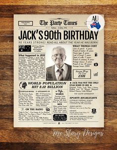 the front page of jack's 90th birthday newspaper