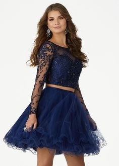 Prom Dress Websites, Navy Blue Homecoming Dress, Blue Homecoming Dresses, Mori Lee, Lace Homecoming Dresses, Dress With Long Sleeves