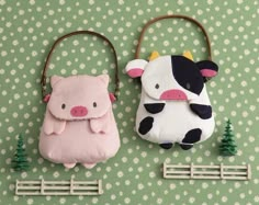 two purses made to look like farm animals