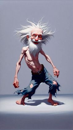 an old man with long white hair and beard is dancing