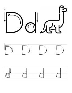 the letter d worksheet for children to learn how to write and draw letters