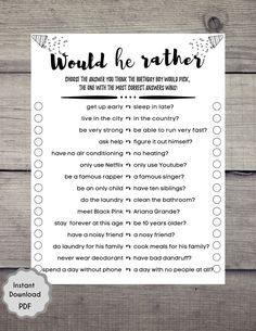 a printable worksheet with the words would he rather be father?