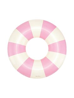 a pink and white striped inflatable ring