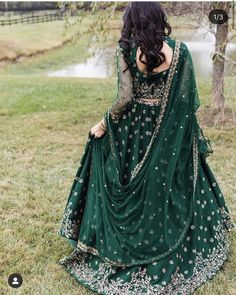 Desi Dress, Green Wedding Dresses, Mehendi Outfits, Desi Wedding Dresses, Green Lehenga, Anita Dongre, Half Saree Designs, Indian Dresses Traditional, Desi Clothes