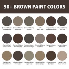 the color scheme for brown paint colors is shown in different shades and sizes, including