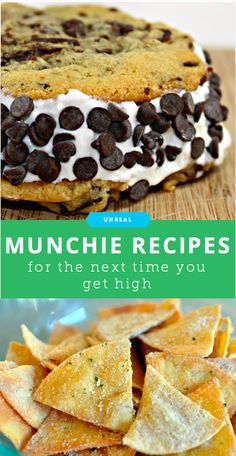 two pictures with the words munchie recipes for the next time you get high