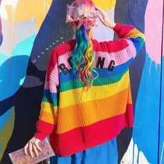 Buy More! Save More!

Material: Polyester

Neckline: V neck

Sleeve: Long Sleeve

Free Size: Shoulder- 55 cm Chest- 112 cm Length- 62 cm Sleeve- 44 cm Winter Outfits Cozy, Black Outfit Ideas, Trainers Girls, Rainbow Cardigan, Embroidery Letter, Crochet Jumper, Hair Diy, Embroidery Letters, Rainbow Aesthetic