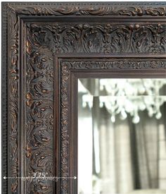 Elegance Ornate Embossed Antique Dark Bronze Framed Wood Wall Mirror - West Frames Parisian Home Decor, Mirror Antique, Framed Wall Mirror, Wood Framed Mirror, Style Français, Wood Wall Mirror, Patina Finish, Wood Mirror, Ornate Frame