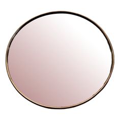 a round mirror on a white background with gold trimming and an oval shape in the middle