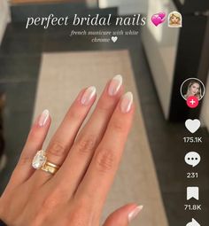 Bridal Nails French, Nails Gems, Nails With Gems, Engagement Nails, Almond Shaped Nails, Everyday Glam, Shaped Nails, Wedding Nails For Bride, Pearl Nails