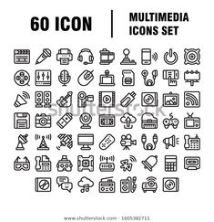 the set of thin line icons for mobile phones and other electronic devices, such as