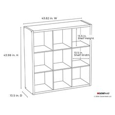 the standard bookcase is shown with measurements for each shelf and two shelves on one side