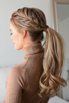 Hair In A Ponytail, Fishtail French Braid, French Braid Ponytail, A Ponytail, Peinados Fáciles Para Cabello Corto