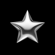 a shiny silver star on a black background