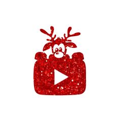 a red glitter reindeer with horns on it's head is shown in front of a white background