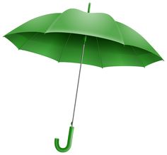 an open green umbrella on a white background with clippings to the left and right sides