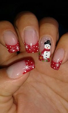 70+ Christmas Nail Art Designs for Short and Medium Nails - Bellatory Fancy Nails Designs, Winter Nails Acrylic, Short Acrylic Nails Designs, Nail Designs Glitter