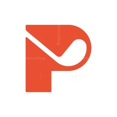 an orange letter p logo on a white background