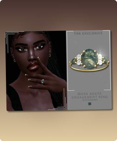 Sims 4 Accessory CC: Moss Agate Engagement Ring Ts4 Engagement Ring, Sims 4 Engagement Ring Cc Male, Sims 4 Anklet Cc, Ring Sims 4 Cc, Sims 4 Engagement Ring Cc, Sims 4 Rings Cc, Sims4cc Accessories, Sims 4 Rings, Green Stone Engagement Ring