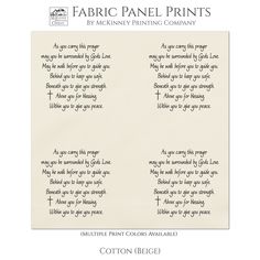 the fabric panel prints are printed on white paper with black ink and handwritten words