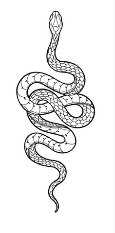 a black and white drawing of a snake