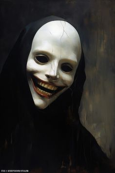 a painting of a person wearing a mask