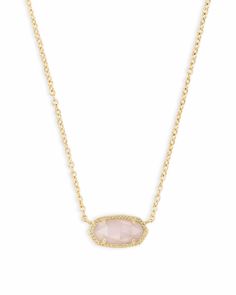 Elisa Gold Pendant Necklace in Rose Quartz | Kendra Scott Short Pendant Necklace, Rose Quartz Jewelry, Rose Gold Quartz