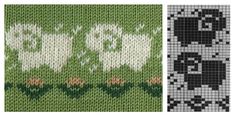 three different patterns with sheep on them, one in green and the other in white