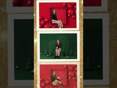 four different colored photos with christmas decorations on them