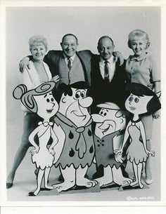 an old black and white photo with cartoon characters