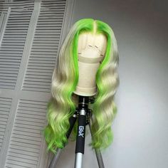 Lime Green Highlights, Melanin Hairstyles, Color Wigs, Green Highlights, Pretty Hair Color, Dope Hairstyles, Custom Wigs, Lace Hair, Front Lace Wigs Human Hair