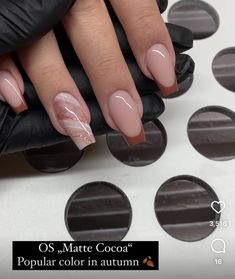 Classy Almond Nails Ideas Fall, Mail Inspo Square Medium, Clear Dip Nails With Design, Autumn Classy Nails, Nude Nails With Design Square, Short Nails Ideas Brown, Cute Brown Acrylic Nails, Square Medium Nails Acrylics, Simple Nail Acrylic